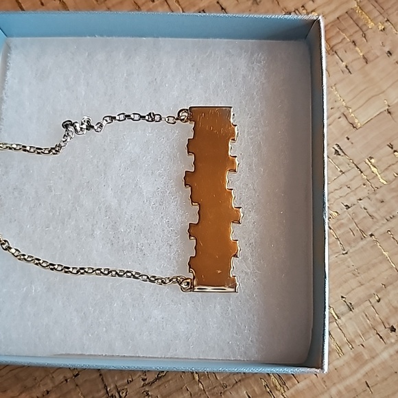 Touchstone Crystal Golden Baguette Bar Necklace - Picture 3 of 3